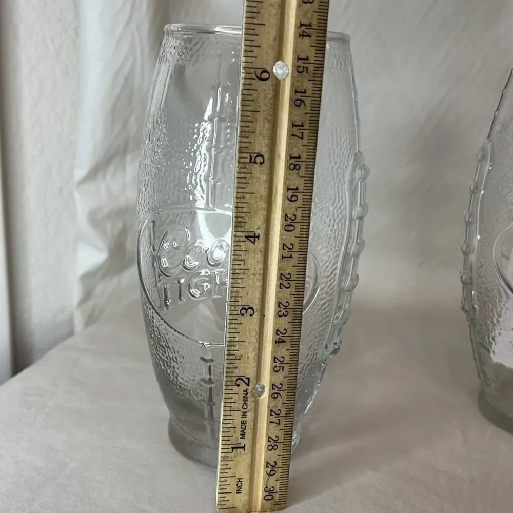 Coors Light Football Beer Drinking Glasses 2 1/2 In Round 6 1/2 In Tall Set 2